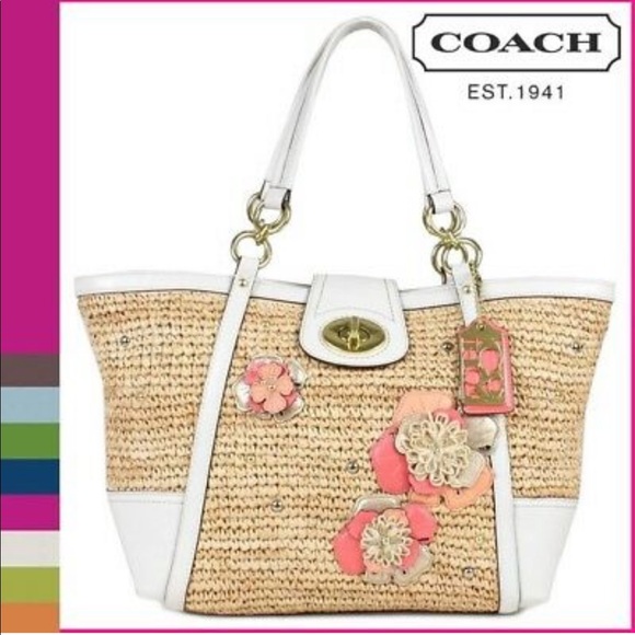 Coach Hampton Embellished Weekend Straw bag - Picture 1 of 11
